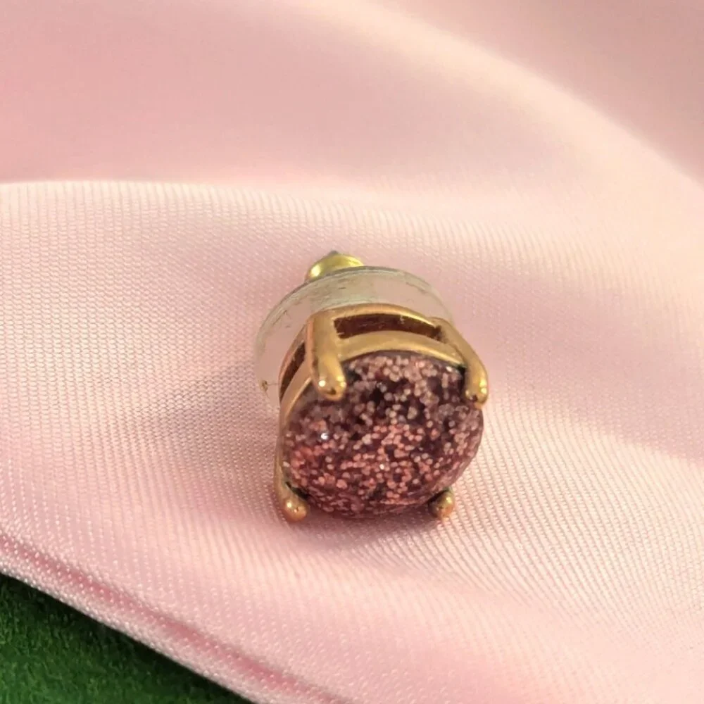 Kate Spade Pink & Gold Signature Spade Earrings w bag - excellent condition - Picture 2 of 3
